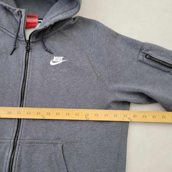 Nike Hoodie Mens Medium Gray Tech Fleece Swoosh Full Zip Sweatshirt - Picture 13 of 16